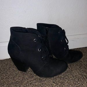Black suede rampage heeled ankle boots